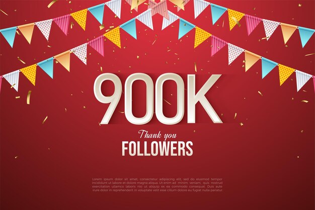 900k seguidores con números debajo de la fila de banderas