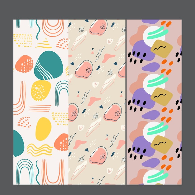 90s Colección de patrones sin costuras Conjunto de gráficos vectoriales vívidos abstractos en estilo vintage retro