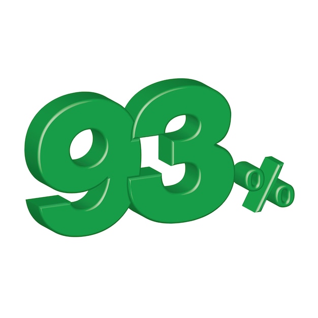 93 por ciento efecto plástico 3d número porcentaje símbolo vector ilustración eps