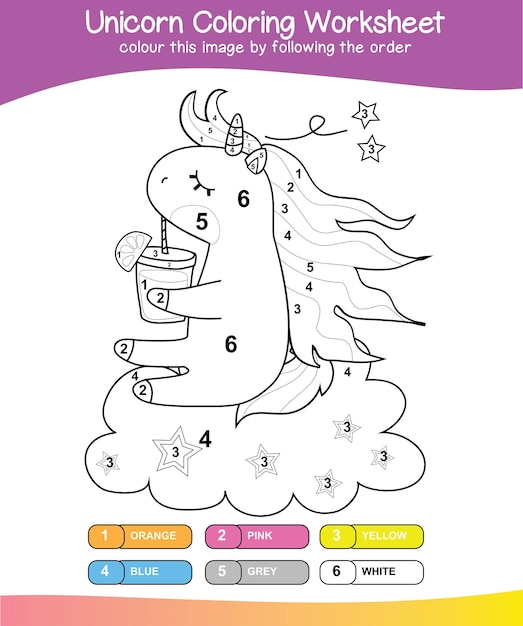 93 Hoja de trabajo para colorear Unicornio