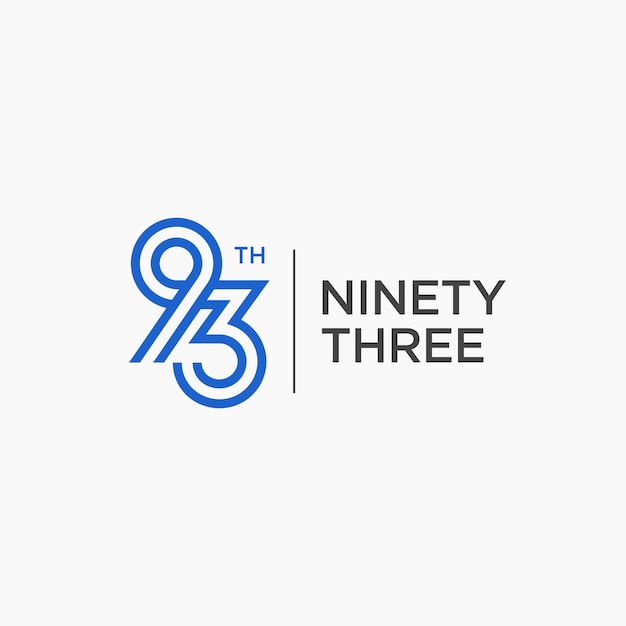 93a línea de arte contorno logotipo 93 número noventa y tres icono de logotipo moderno ilustración de signo vectorial