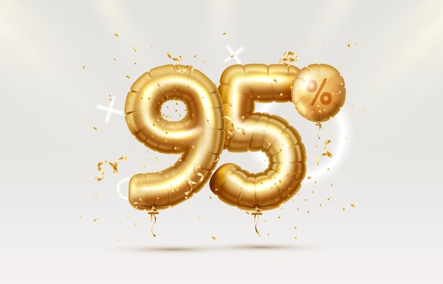 95 de descuento composición creativa 3d símbolo de venta de oro con objetos decorativos