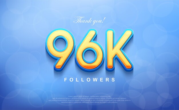 96k número para agradecer a los seguidores único fondo azul bokeh