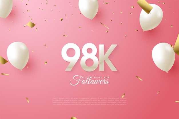 98k seguidores con números y globos