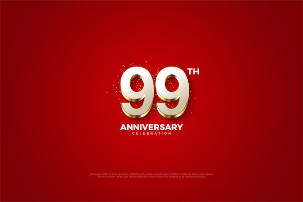 99 aniversario con lujosos números chapados en oro