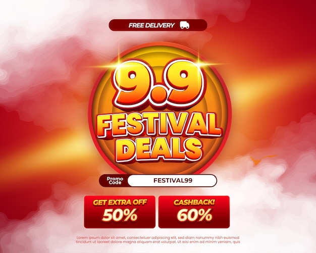 99 días de compras ofertas de descuento de venta Círculo de fondo de gradiente naranja rojo
