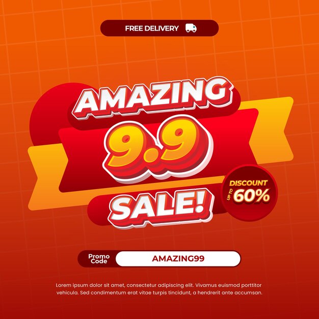 99 días de compras ofertas de descuento de venta de gradiente naranja abstract pop up banner