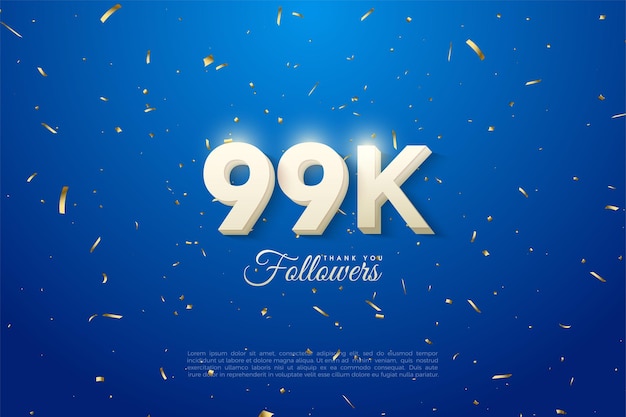 99k seguidores con números blancos en negrita sobre un fondo azul