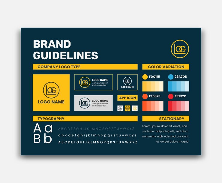 A4 Directrices de marca Diseño del cartel Estilo sencillo y directrices de marca modernas