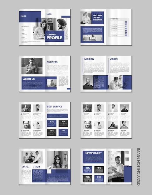 a4 perfil corporativo de la empresa Diseño de plantilla de folleto de 16 páginas con maqueta