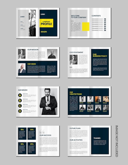 a4 perfil corporativo de la empresa Diseño de plantilla de folleto de 16 páginas con maqueta