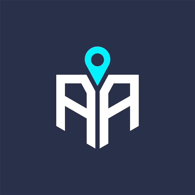 AA Diseño de logotipo de ubicación para reclutamiento y navegación Letra AA Icono vectorial del logotipo