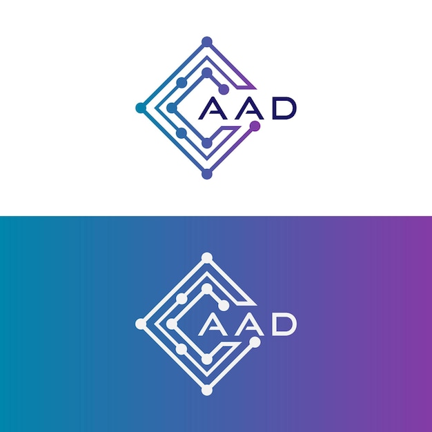 Aad tech diseño inicial del logotipo icono para tecnología negocio de tecnología digital aad logotipo de tecnología