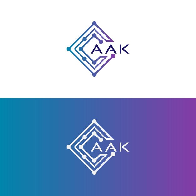 aak tech diseño inicial del logotipo icono para la tecnología negocio de tecnología digital aak tech logotipo