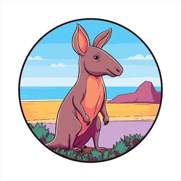 Vector aardvark caricatura divertida y linda kawaii colorida acuarela playa verano animales para mascotas ilustración