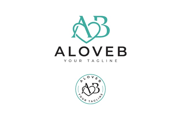 AB amor o A amor B marca de palabra diseño de logotipo para el negocio de la compañía de compromiso de bodas