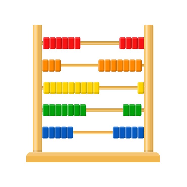 Vector ábaco con perlas de colores del arco iris aislado