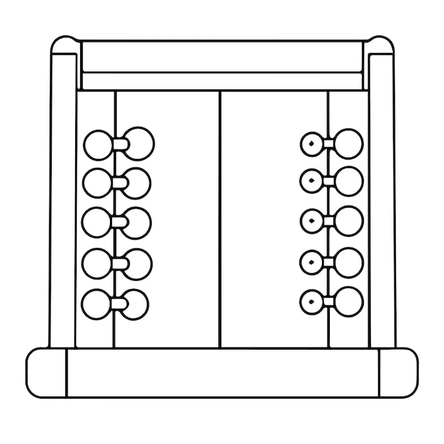 Abacus diseño vectorial de contorno negro ilustración para libro de cuentos