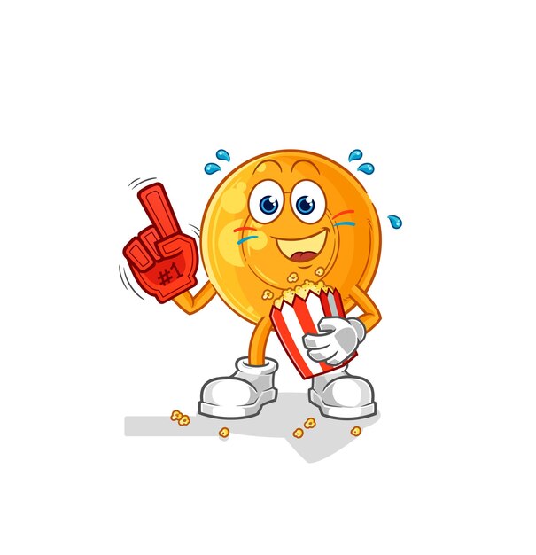 Abanico de pastillas para la garganta con vector de caracteres de ilustración de palomitas de maíz
