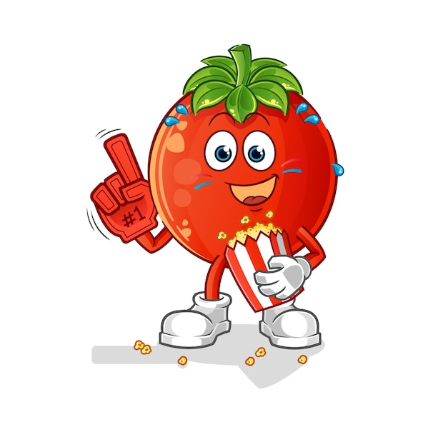 Abanico de tomate con vector de caracteres de ilustración de palomitas de maíz