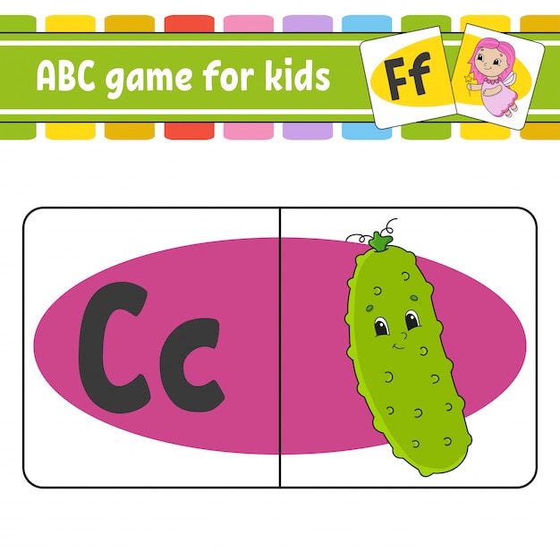 ABC flash cards. Alfabeto para niños. Aprendizaje de letras.