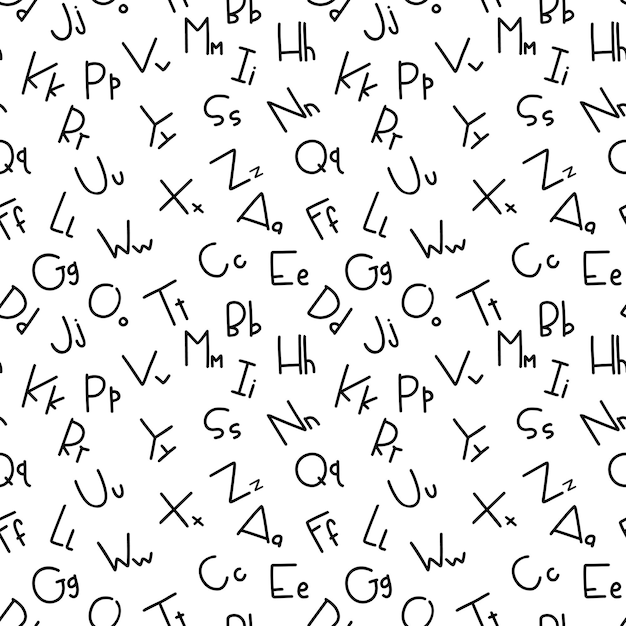 ABC vector de patrones sin fisuras Letras escritas a mano Letras del alfabeto patrón de regreso a la escuela