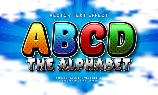 Vector abcd el alfabeto editable texto estilo efecto educación temática escuela