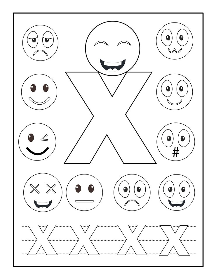 Vector abecedario para colorear abecedario con emojis para colorear