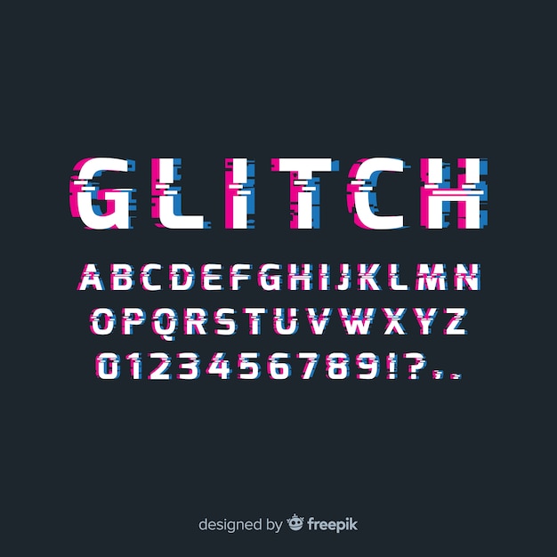 Vector abecedario efecto glitch