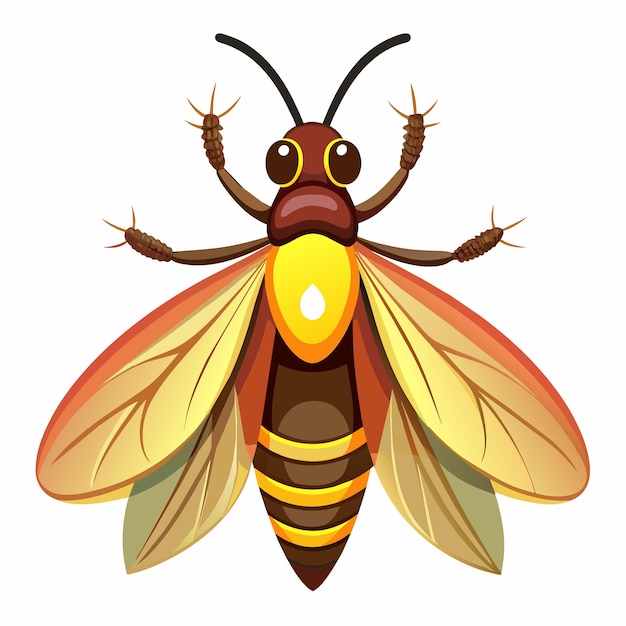 Abeja aislada sobre un fondo blanco Ilustración vectorial de una abeja de dibujos animados