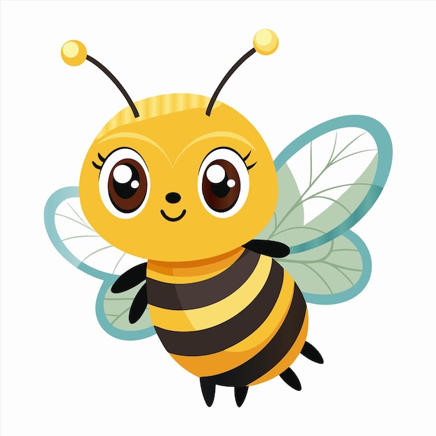 una abeja con una cara amarilla y un fondo azul con una imagen de una abeja