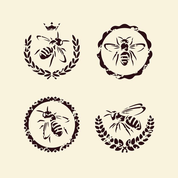abeja, conjunto, vector