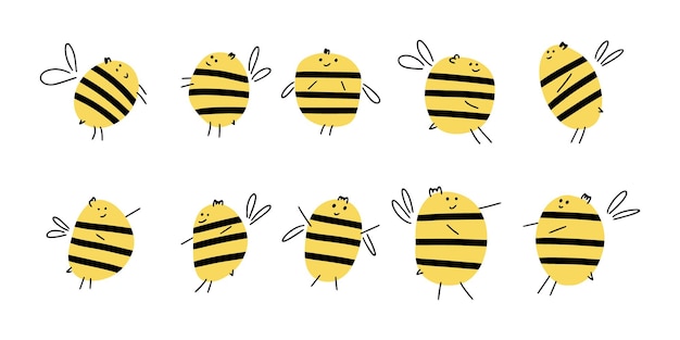 Abeja de dibujos animados para el diseño conceptual Diseño de personajes animales Ilustración vectorial en estilo plano