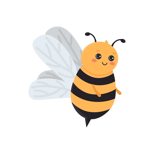 Abeja de dibujos animados lindo aislado sobre fondo blanco ilustración vectorial