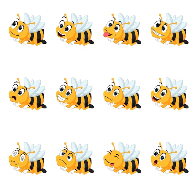 Abeja con diferentes expresiones faciales