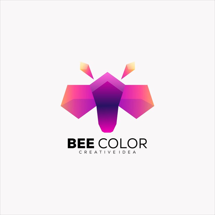 Vector abeja diseño logo geométrico color