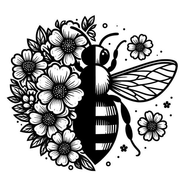 Vector la abeja divertida mitad con flores la bandera de estados unidos archivos vectoriales la abeja regalo con flores archivos divertidos vectoriales las abejas reinas