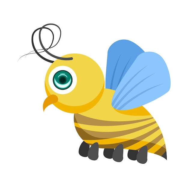 Abeja de escarabajo de insecto animal de dibujos animados plano abstracto con diseño de vector de animal amarillo de miel de mosca de gafas