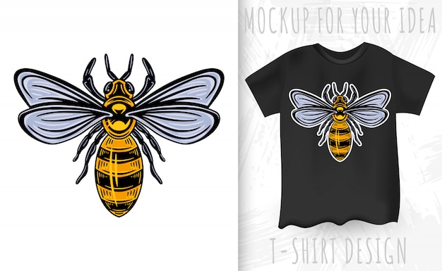 Abeja. Estilo vintage aislado