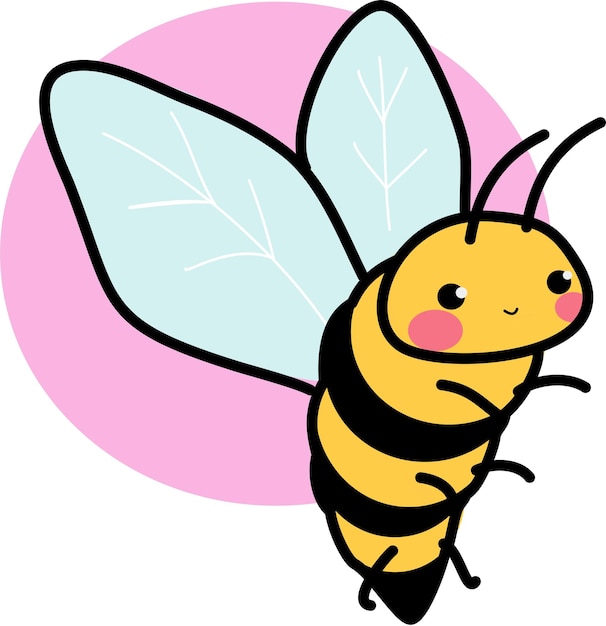 Vector una abeja con un fondo rosa y un fondo rosa.