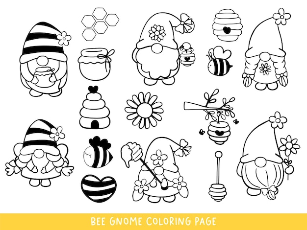 Abeja Gnomos Doodle Abeja Gnome Para Colorear