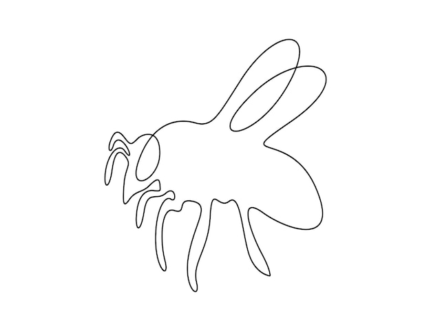 La abeja en una ilustración vectorial de dibujo de línea continua