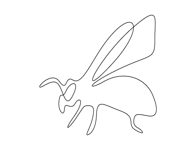 La abeja en una ilustración vectorial de dibujo de línea continua