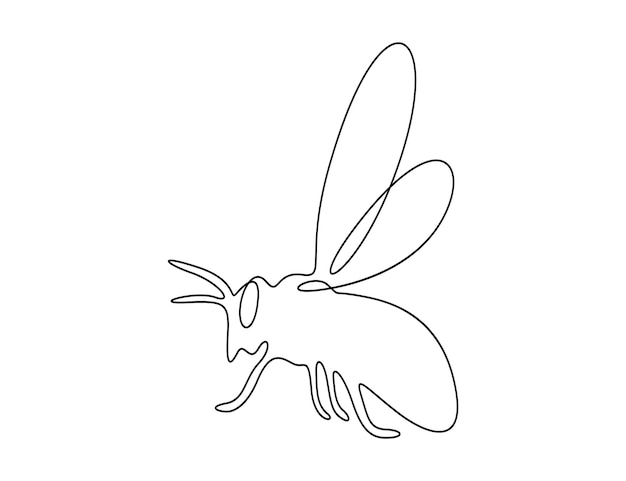La abeja en una ilustración vectorial de dibujo de línea continua