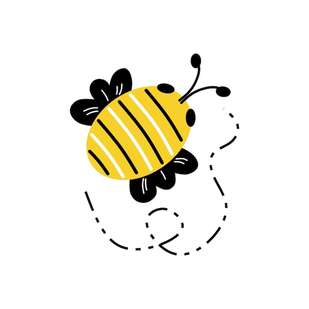 Abeja insecto de dibujos animados lindo aislado sobre fondo blanco