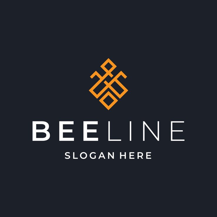 abeja con línea y monograma letra A diseño de logotipo