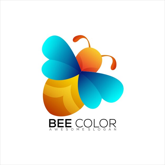 Abeja logo diseño degradado colorido