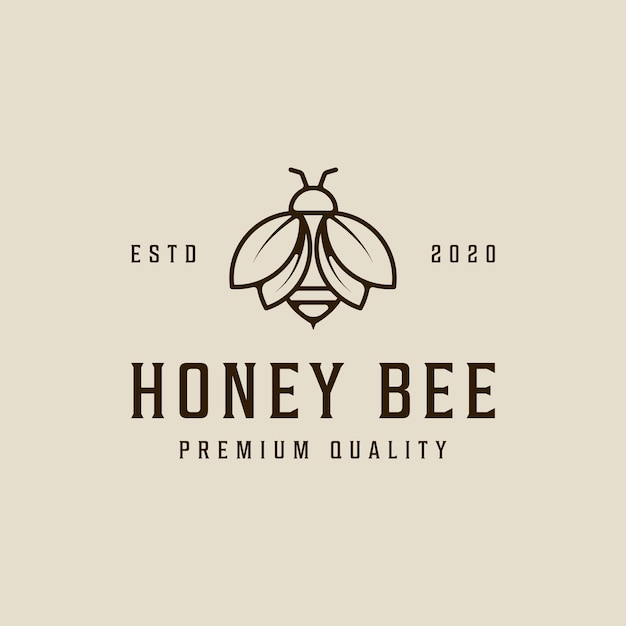 Abeja logo línea arte vector ilustración simple plantilla icono diseño gráfico miel colmena signo o símbolo para producto del negocio de la naturaleza