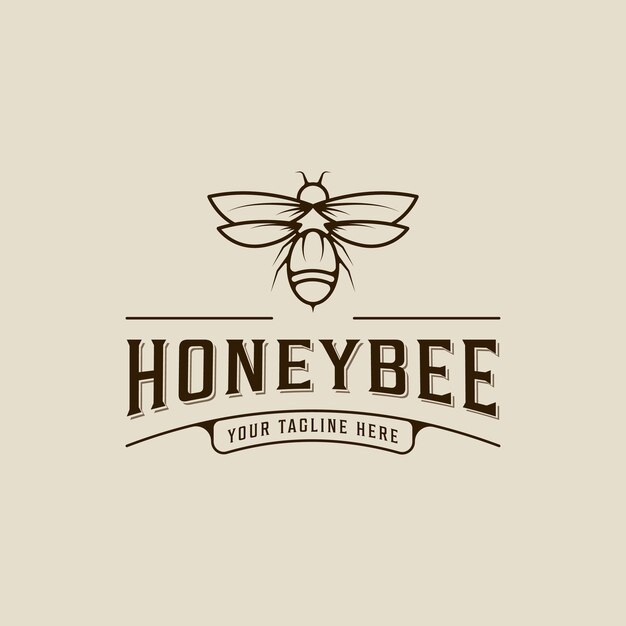 Abeja logo línea arte vector ilustración simple plantilla icono diseño gráfico miel colmena signo o símbolo para producto del negocio de la naturaleza