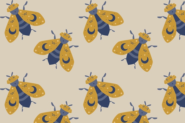 Abeja mágica con alas con un patrón sin costuras